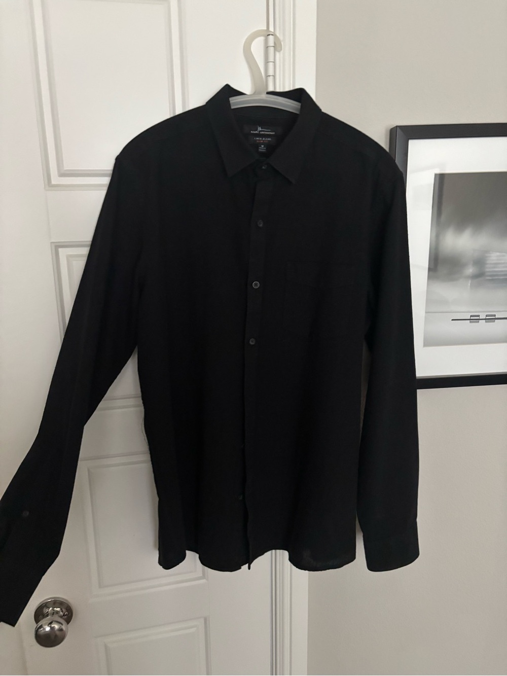 Marc Anthony Men's Black L/S linen blend Shirt